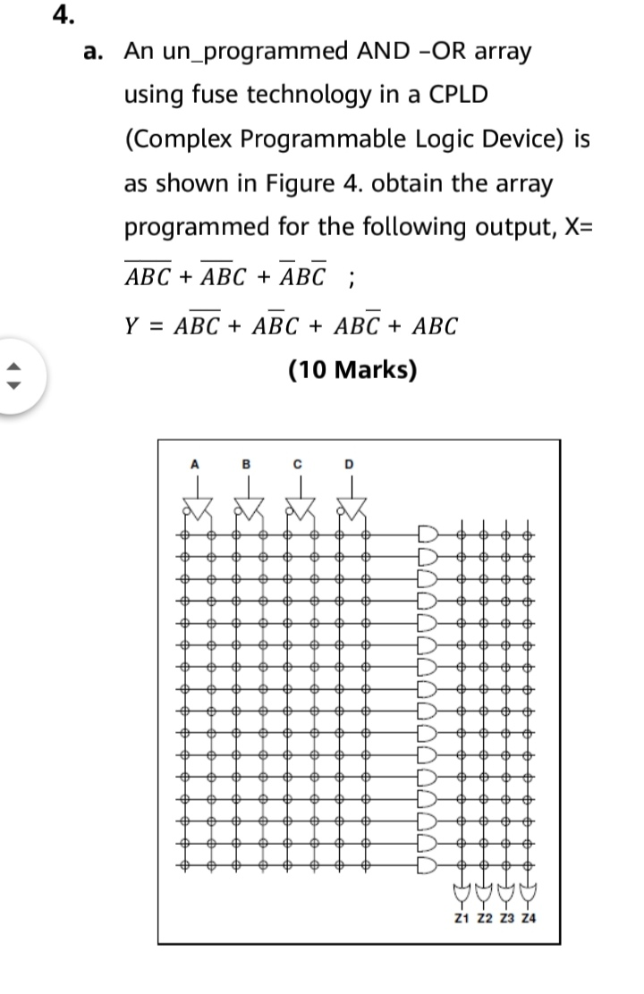 Solved 4. a. An un_programmed AND -OR array using fuse | Chegg.com