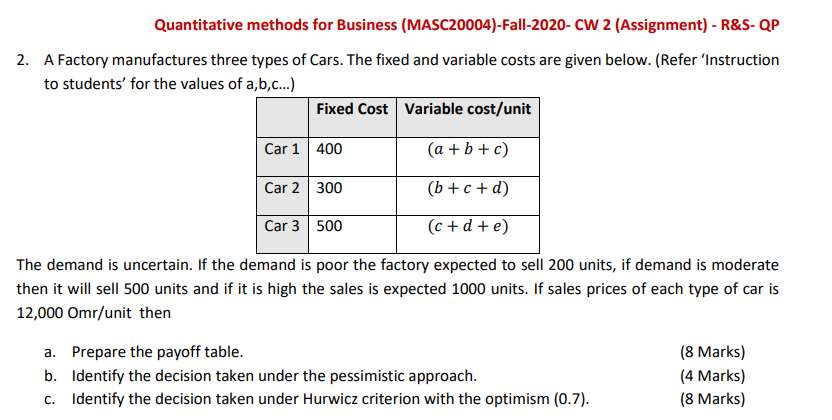 Solved Use The This Information To Solve The Question: A=1 , | Chegg.com