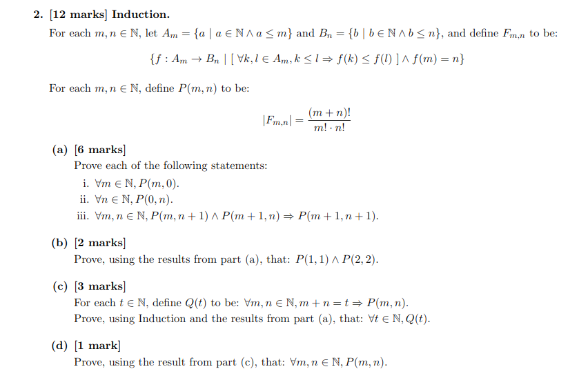 Solved For each m,n∈N, let Am={a∣a∈N∧a≤m} and | Chegg.com