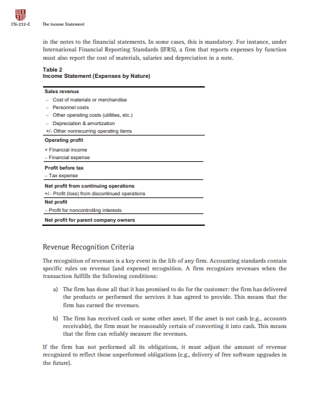 The Income Statement a The income statement is a | Chegg.com