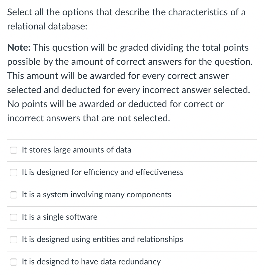 Solved Select all the options that describe the | Chegg.com