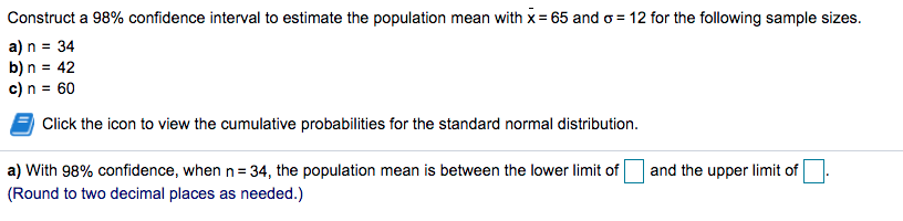 Solved Construct a 98% confidence interval to estimate the | Chegg.com