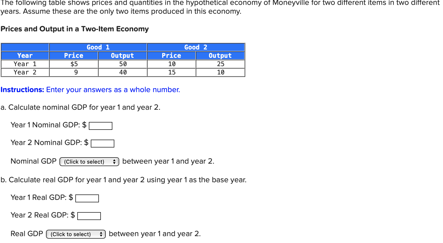 Solved The Following Table Shows Prices And Quantities In | Chegg.com