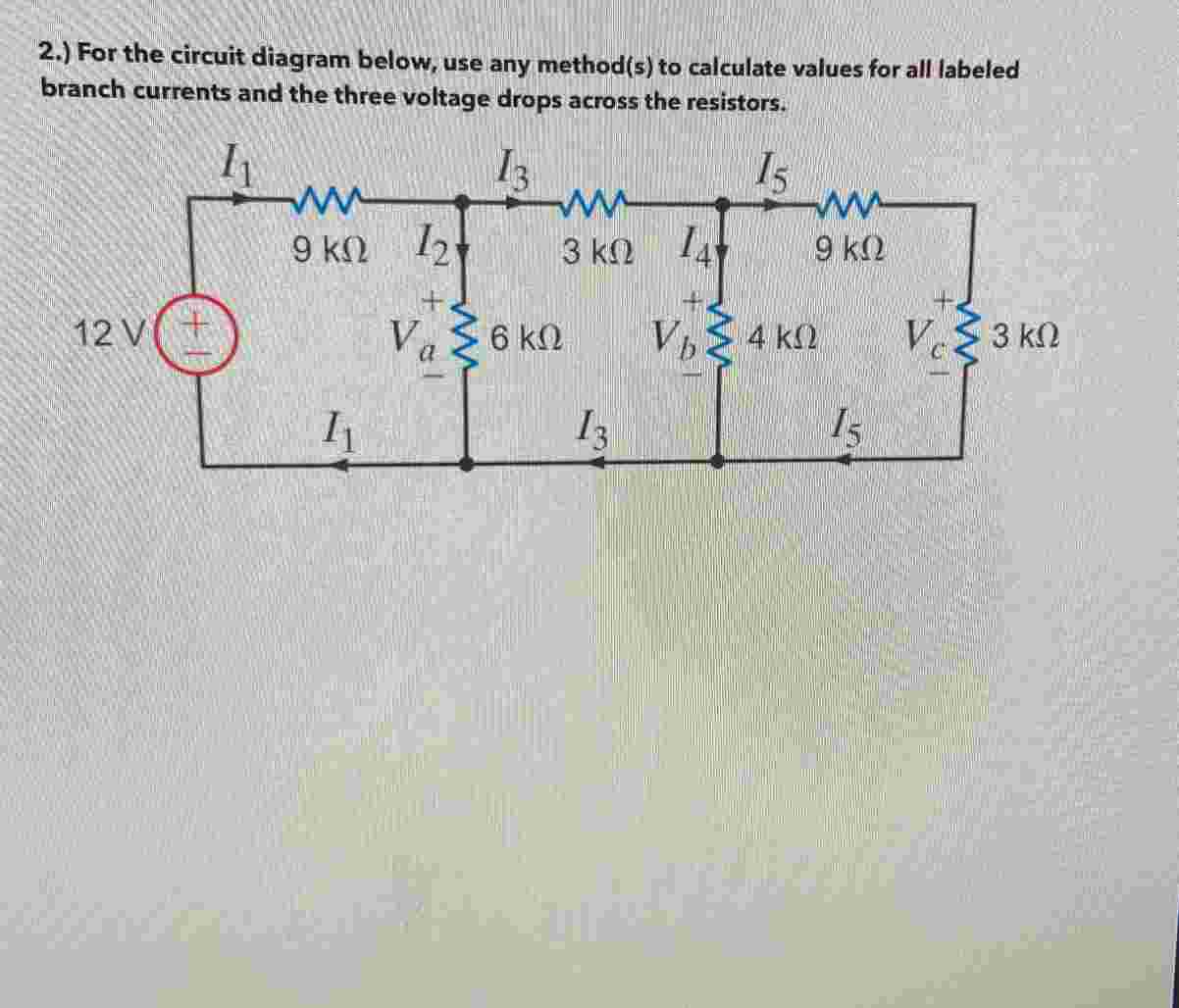 [Solved] 2.) For the circuit diagram below, use any method(