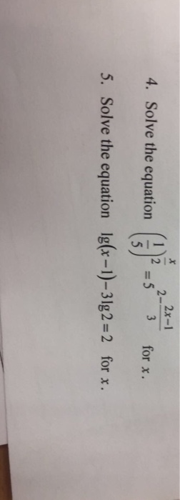 Solved Solve the equation (1/5)^x/2 = 5^2 - 2x - 1/3 for x. | Chegg.com