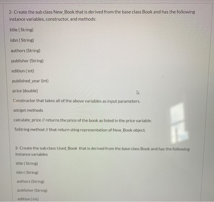 Solved 1- Create the base class Book that has the following | Chegg.com