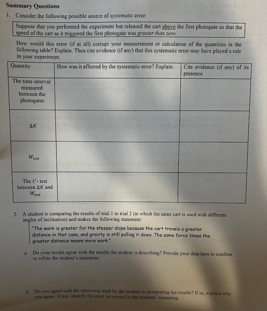 Summary Questions Consider the following possible | Chegg.com