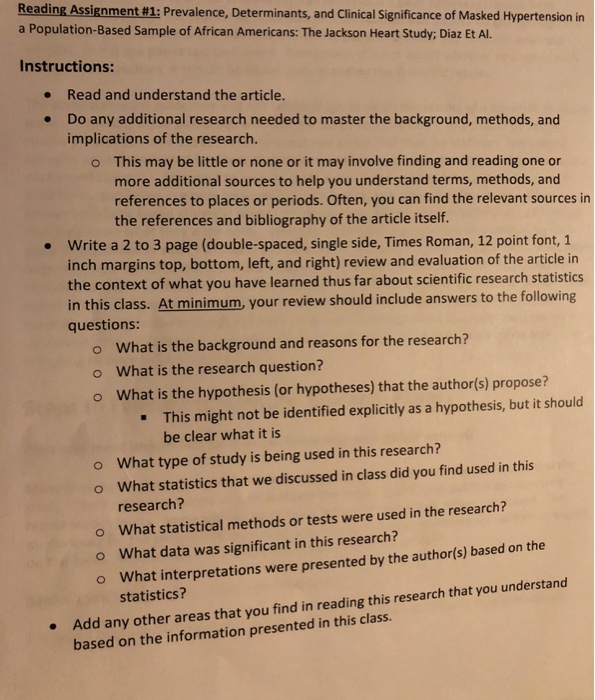 ReadingAssignment#1: Prevalence, Determinants, And | Chegg.com