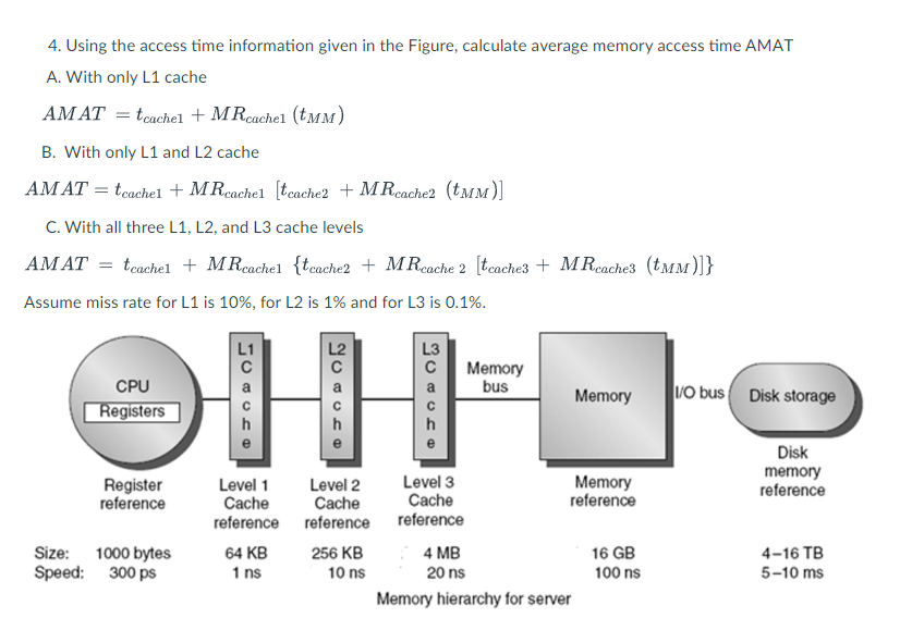 Solved 4. Using the access time information given in the | Chegg.com