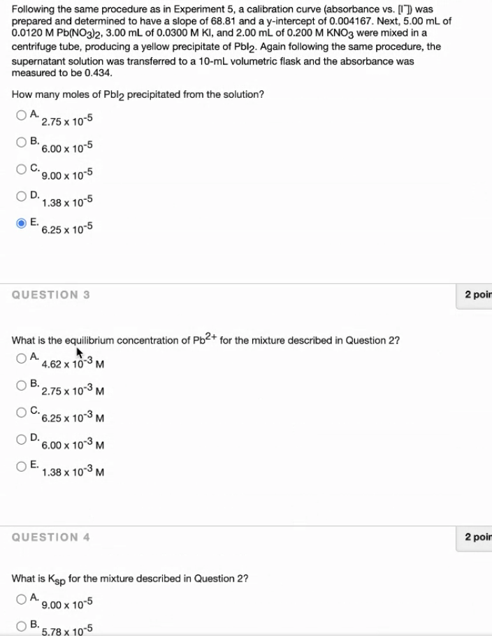 Solved Following the same procedure as in Experiment 5, a | Chegg.com
