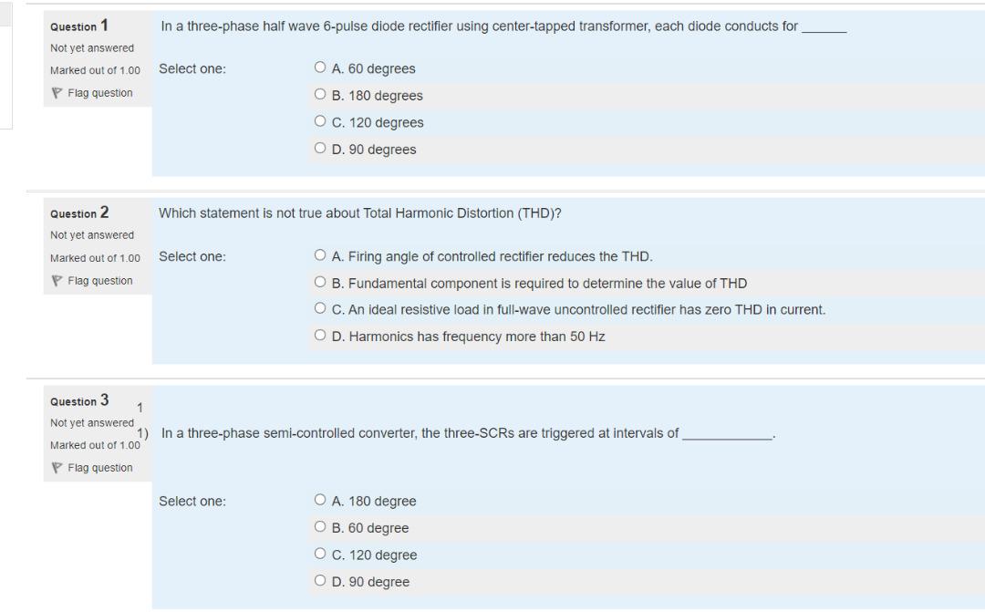 Solved Question 1 In a three-phase half wave 6-pulse diode | Chegg.com