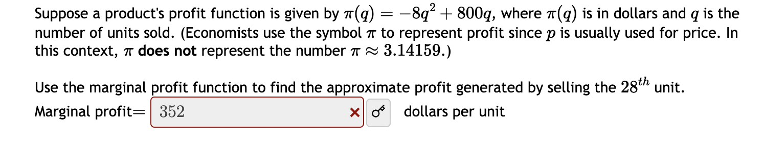 Solved Suppose a product's profit function is given by | Chegg.com