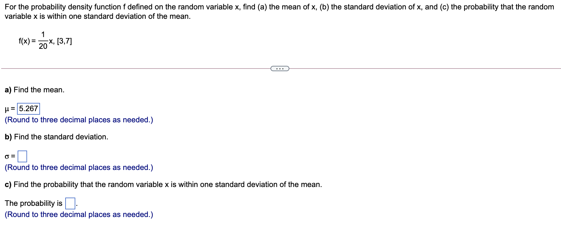 Solved For the probability density function f defined on the | Chegg.com