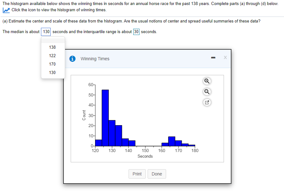 Solved The Histogram Available Below Shows The Winning Times Chegg