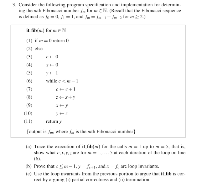 Solved 3. Consider the following program specification and | Chegg.com