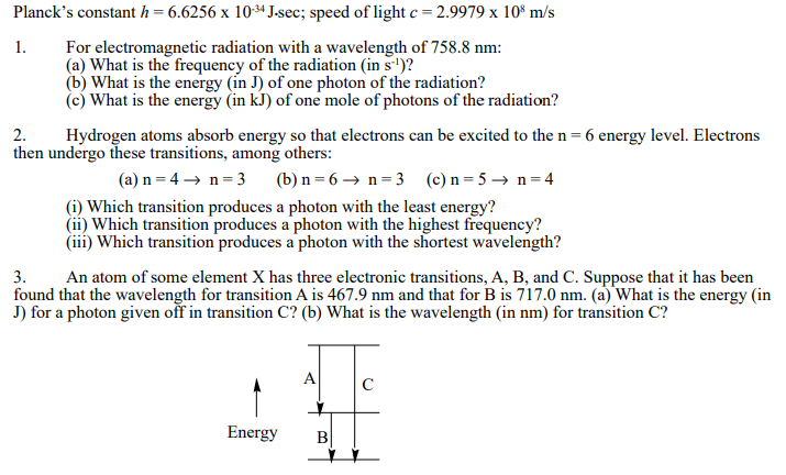 light intensity plancks constant equation