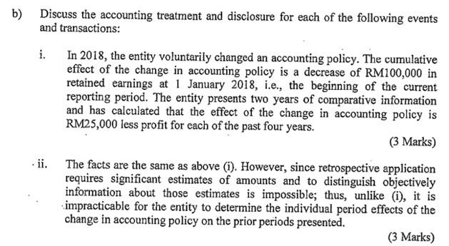 Solved B) Discuss The Accounting Treatment And Disclosure | Chegg.com