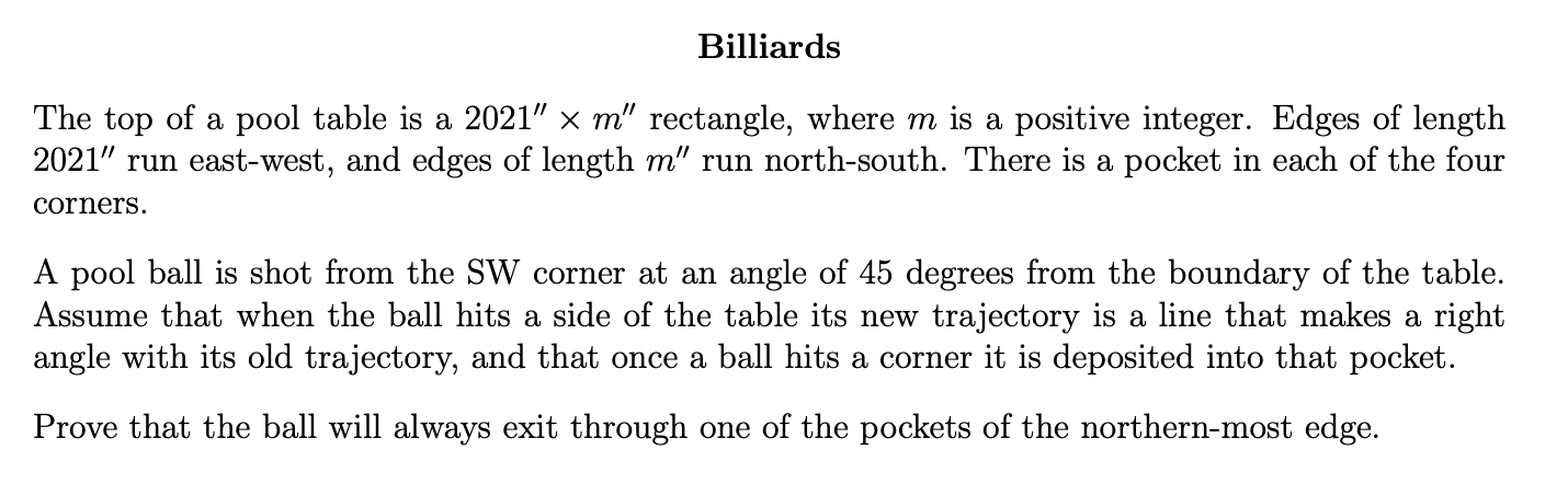 Solved Billiards The top of a pool table is a 2021