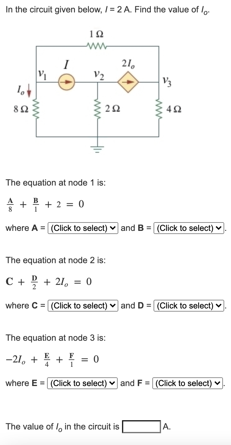 Solved In the circuit given below, I = 2 A. Find the value | Chegg.com