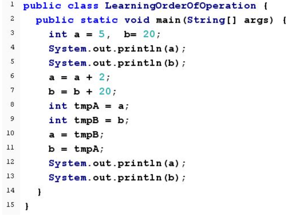 Solved public class LearningorderOfOperation \{ public | Chegg.com