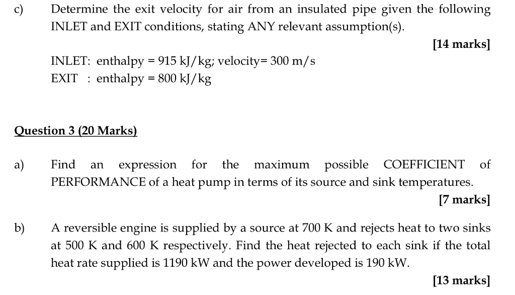 Solved c) Determine the exit velocity for air from an