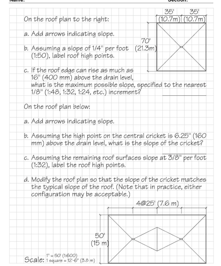 e. Lowslope roofs should slope at least 1/4" per