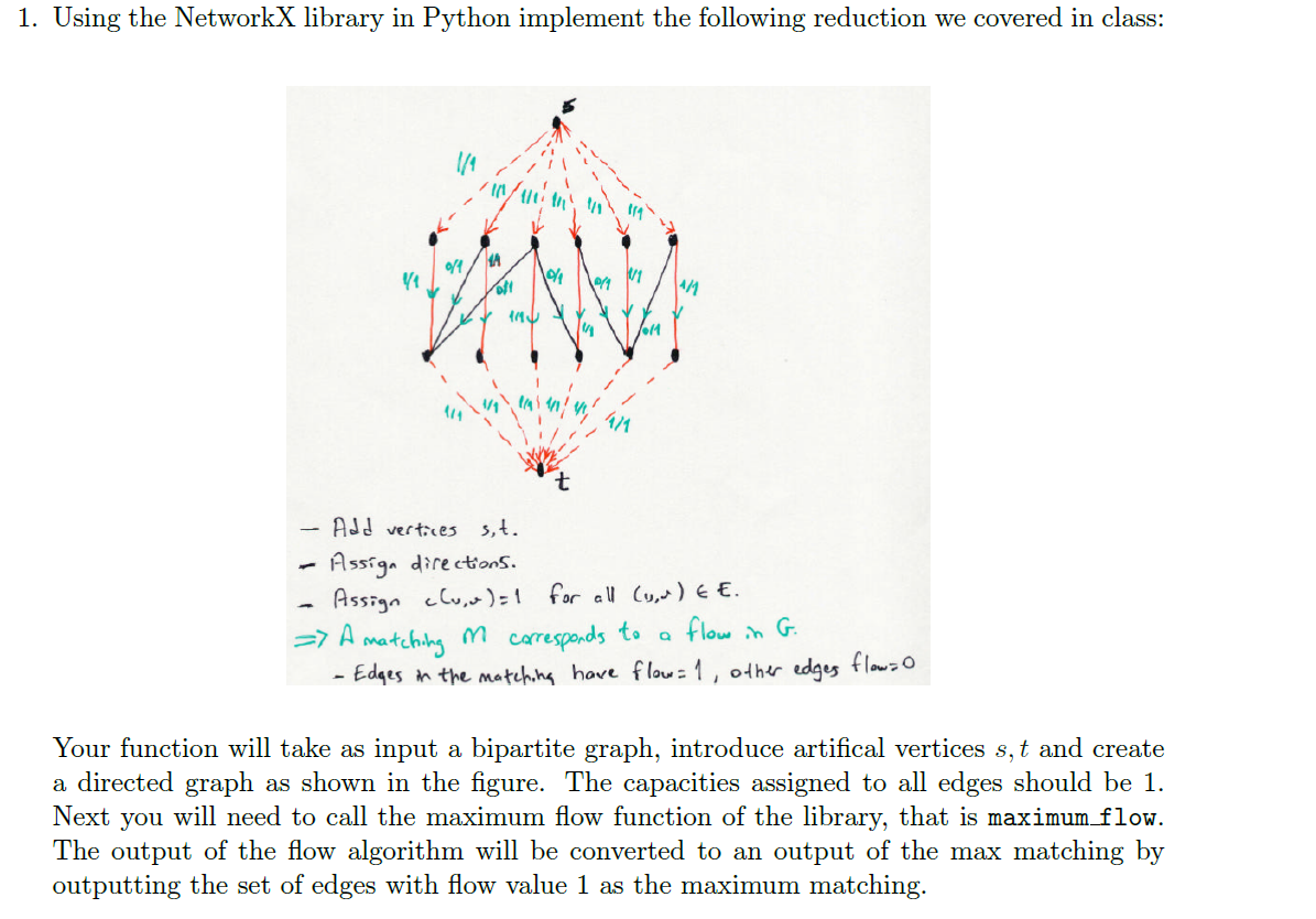 1. Using the NetworkX library in Python implement the | Chegg.com