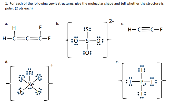 Solved 1. For each of the following Lewis structures, give | Chegg.com