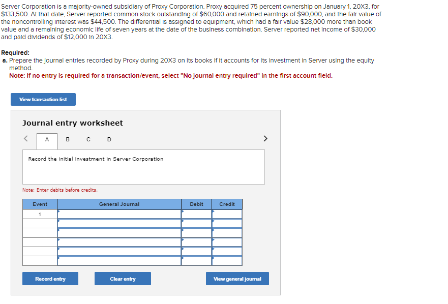 Solved Journal entry worksheet Record Proxy Corporation's | Chegg.com