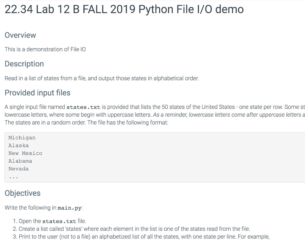Solved 22 34 Lab 12 B Fall 2019 Python File I O Demo Over