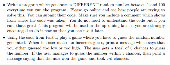 Write a program which generates a DIFFERENT random | Chegg.com