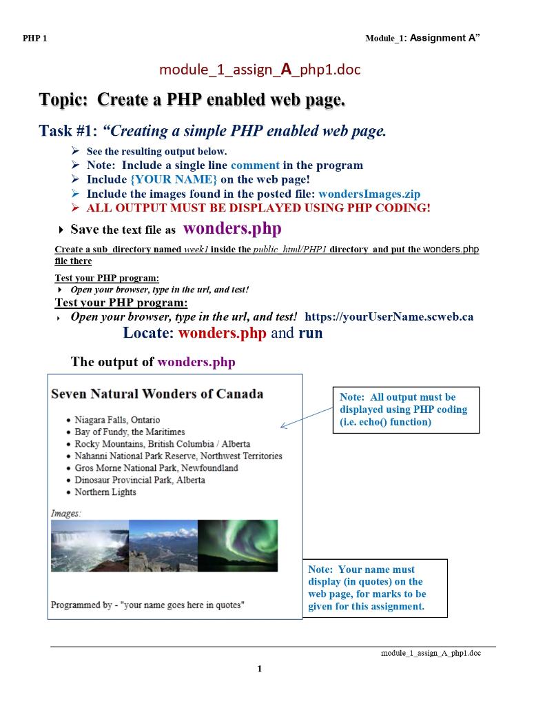 Solved PHP 1 Module_1: Assignment A" | Chegg.com
