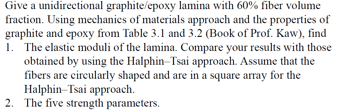 Solved a Give a unidirectional graphite/epoxy lamina with | Chegg.com