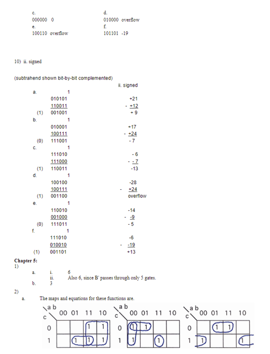 Solved c. 000000 o e. 100110 verflow d. 010000 overflow | Chegg.com