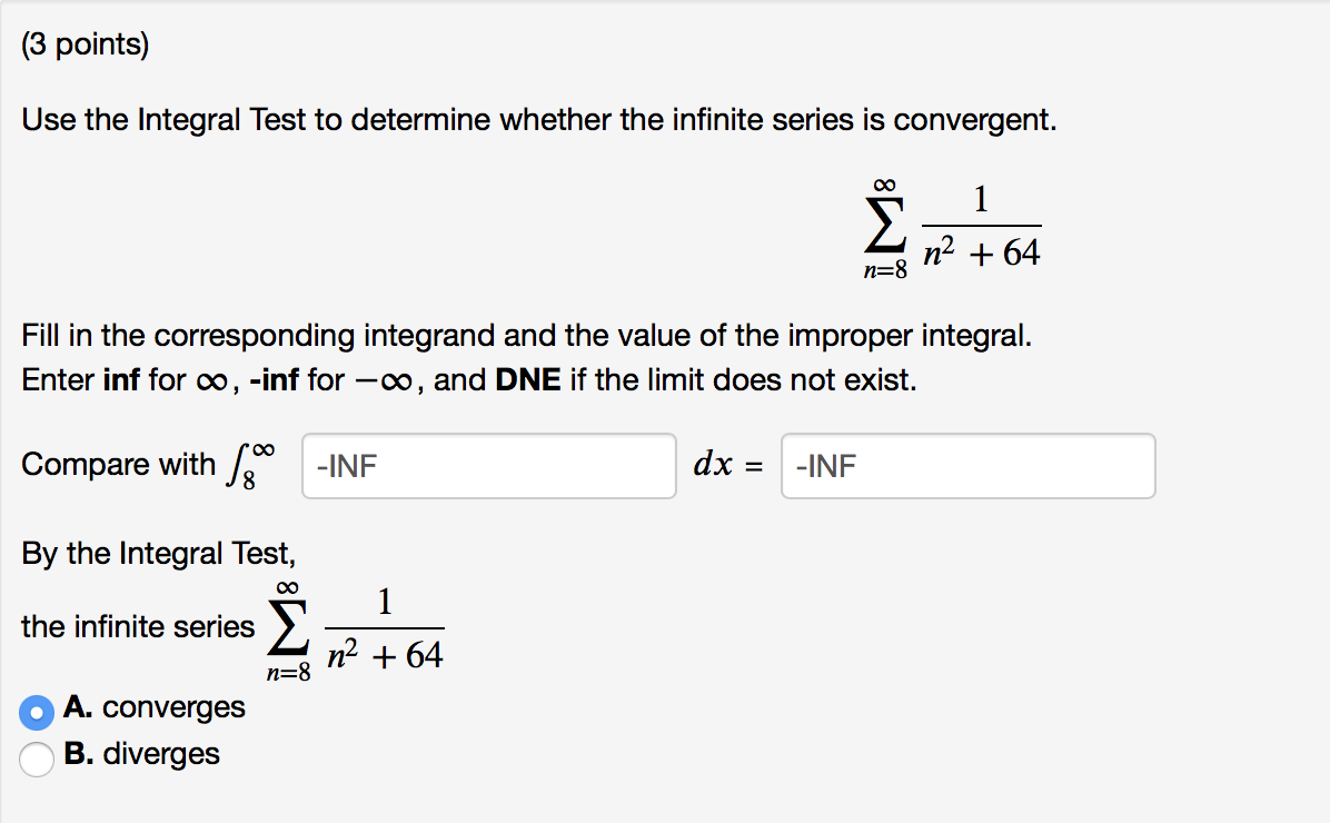 Solved (3 points) Use the Integral Test to determine whether | Chegg.com