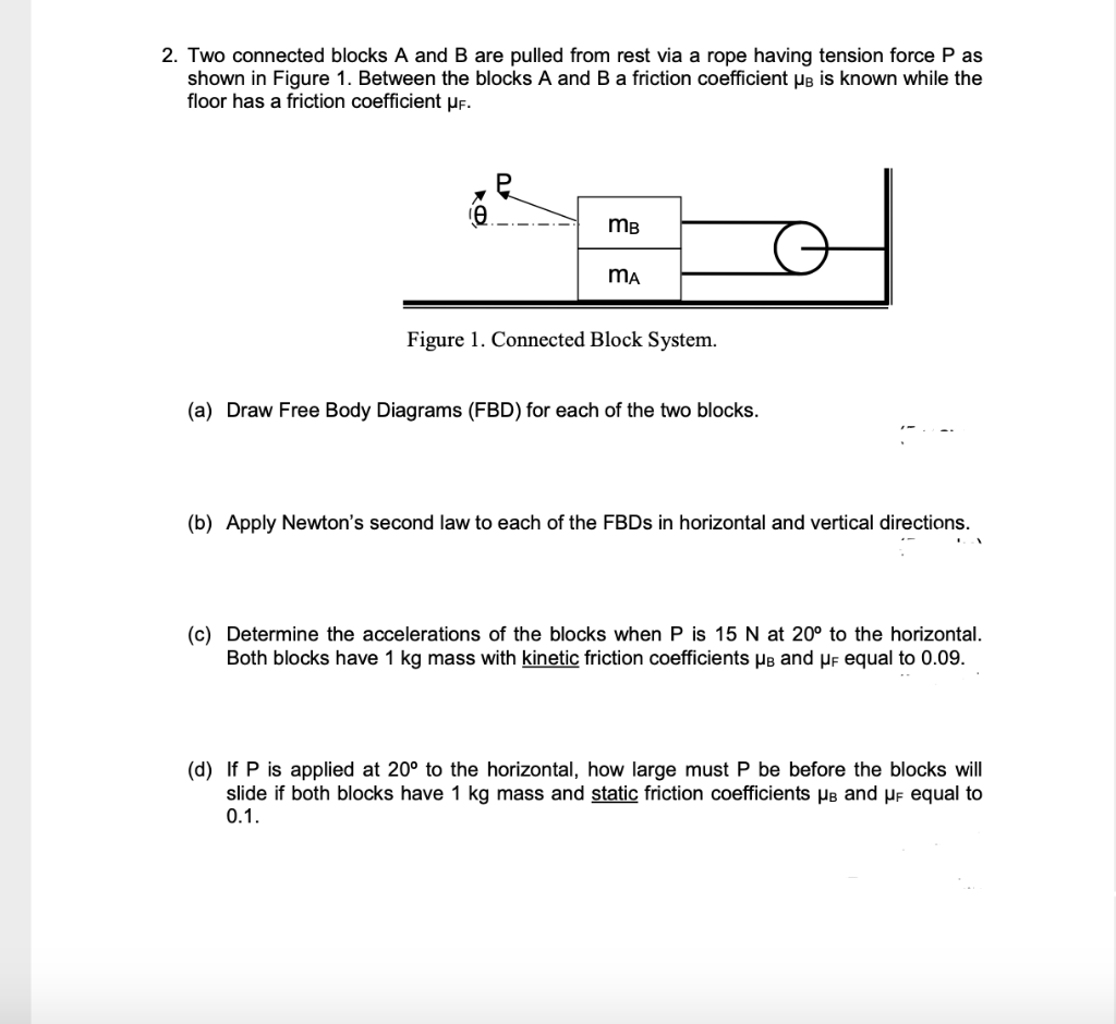 Solved 2. Two connected blocks A and B are pulled from rest | Chegg.com