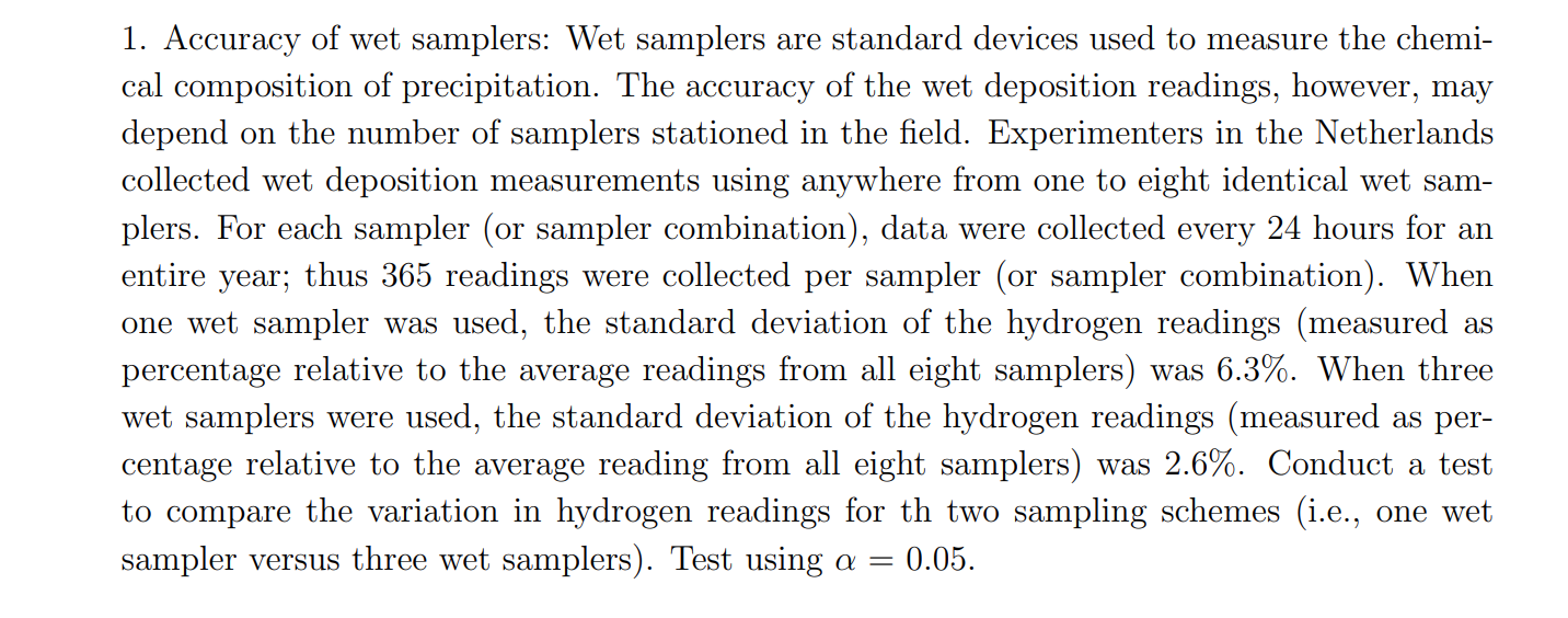 Solved 1. Accuracy of wet samplers: Wet samplers are | Chegg.com