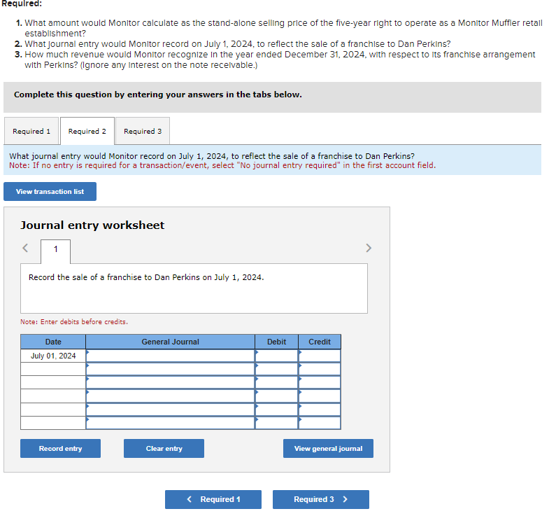 Solved Monitor Muffler sells franchise arrangements