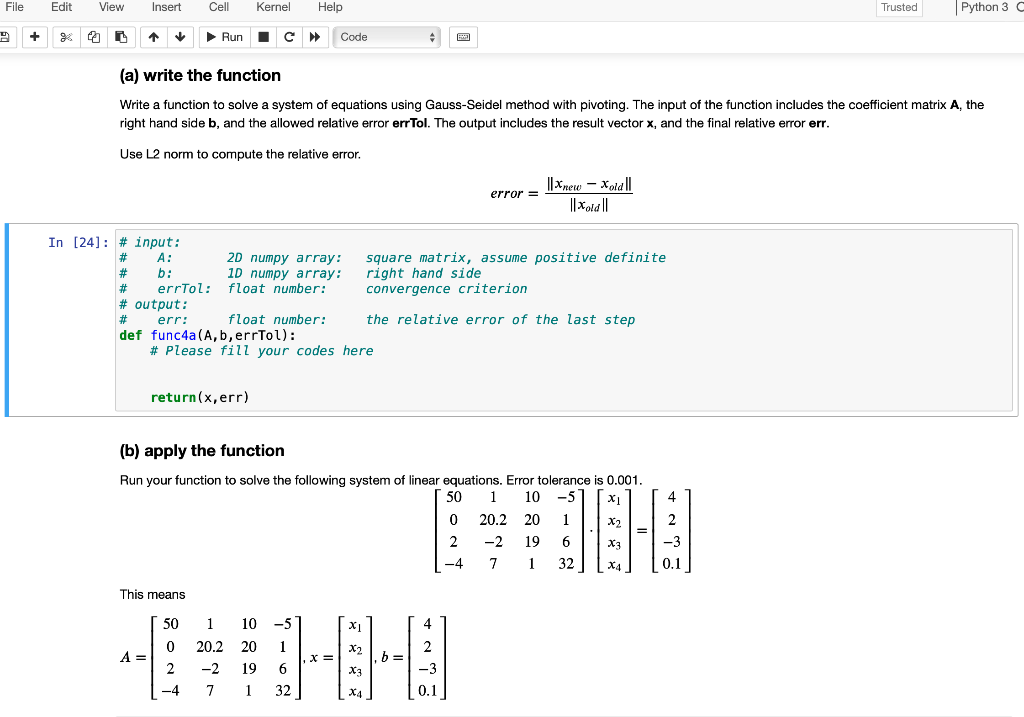 Solved L2 norm is basically to write that error formula | Chegg.com