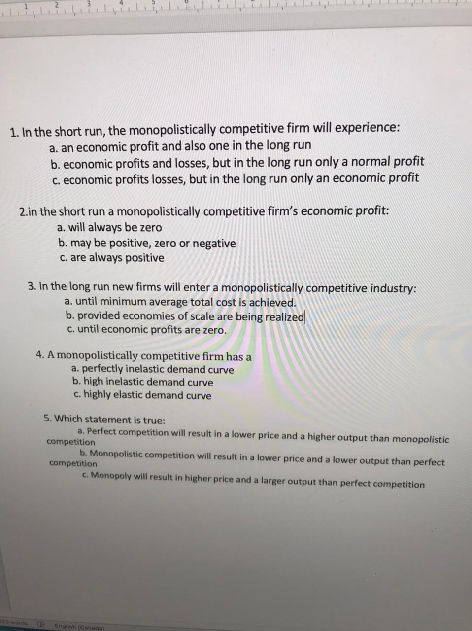 Solved 1. In the short run, the monopolistically competitive