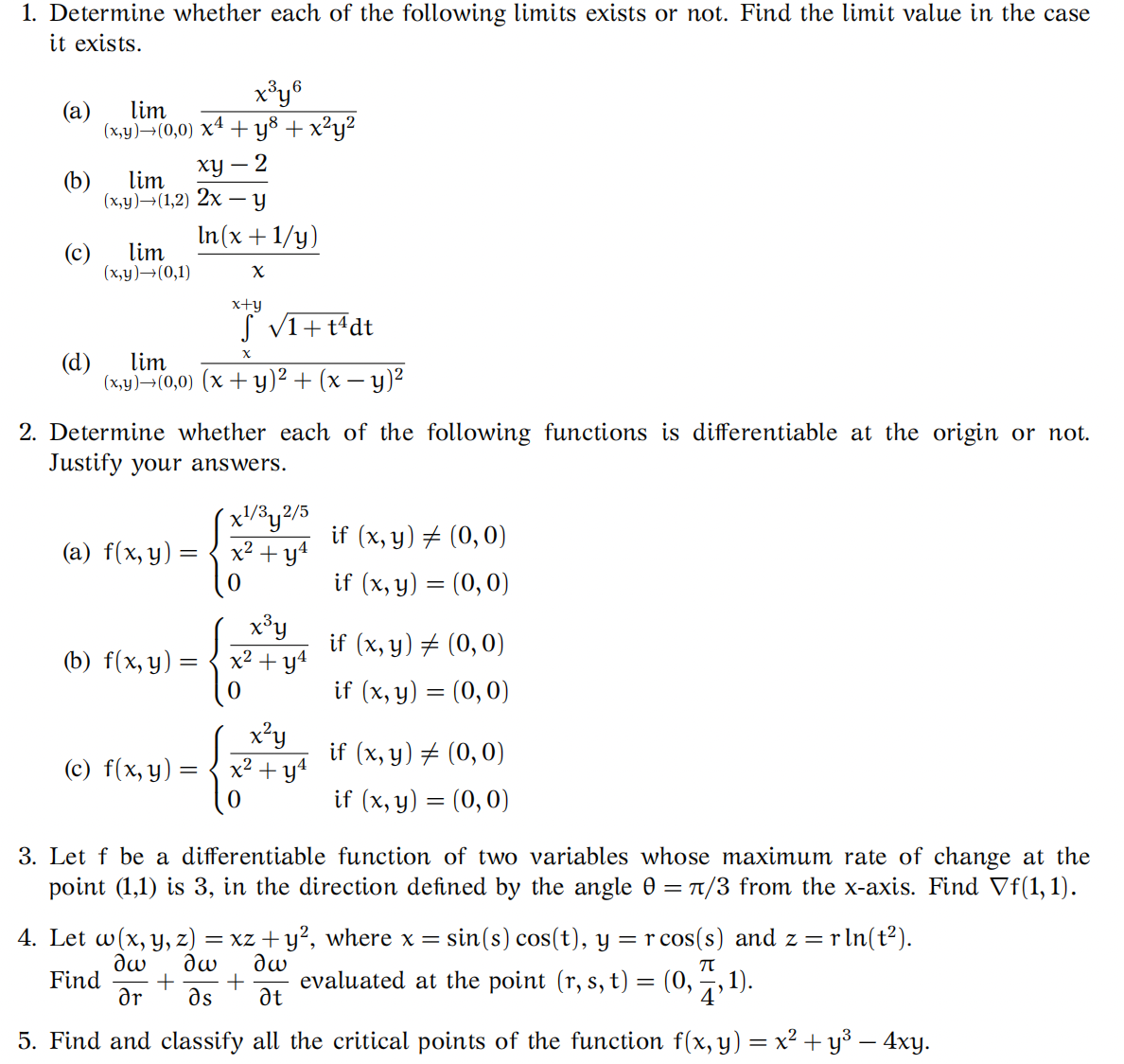 Solved 1. Determine Whether Each Of The Following Limits | Chegg.com