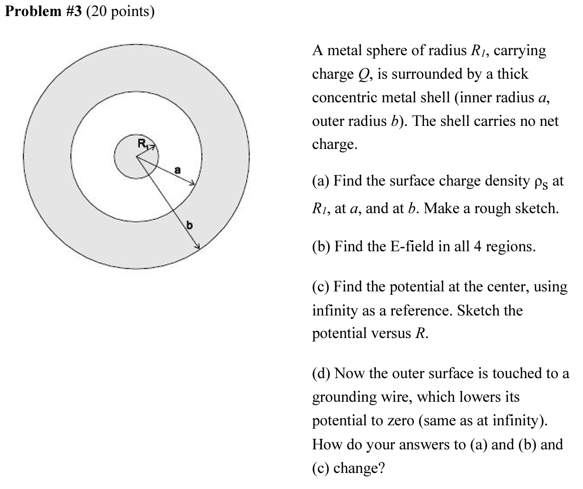 Solved Problem \3 (20 points) A metal sphere of radius Rl,
