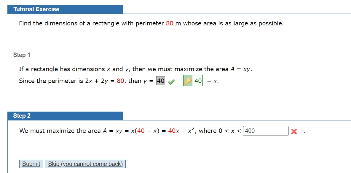 Solved Tutorial ExerciseFind The Dimensions Of A Rectangle | Chegg.com