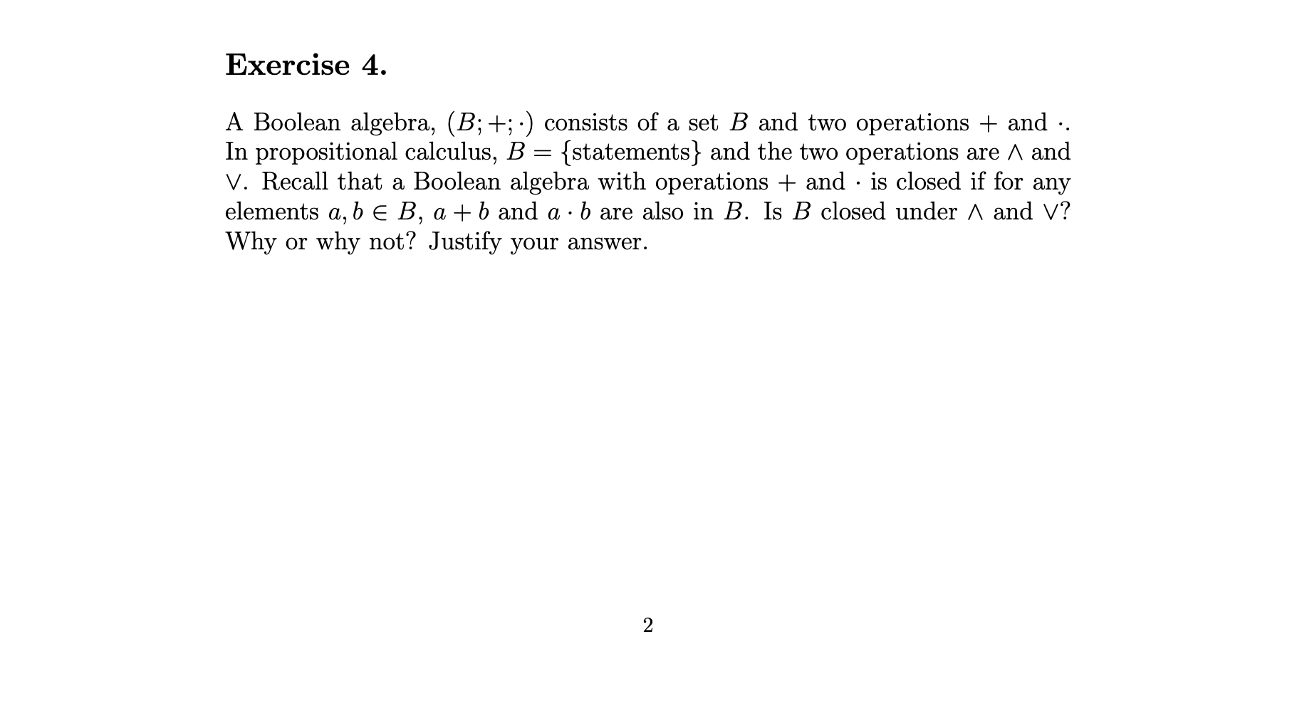 Solved A Boolean Algebra, (B;+;⋅) Consists Of A Set B And | Chegg.com