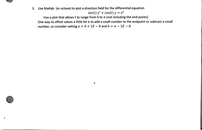 Solved Use Matlab (or octave) to plot a direction field for | Chegg.com