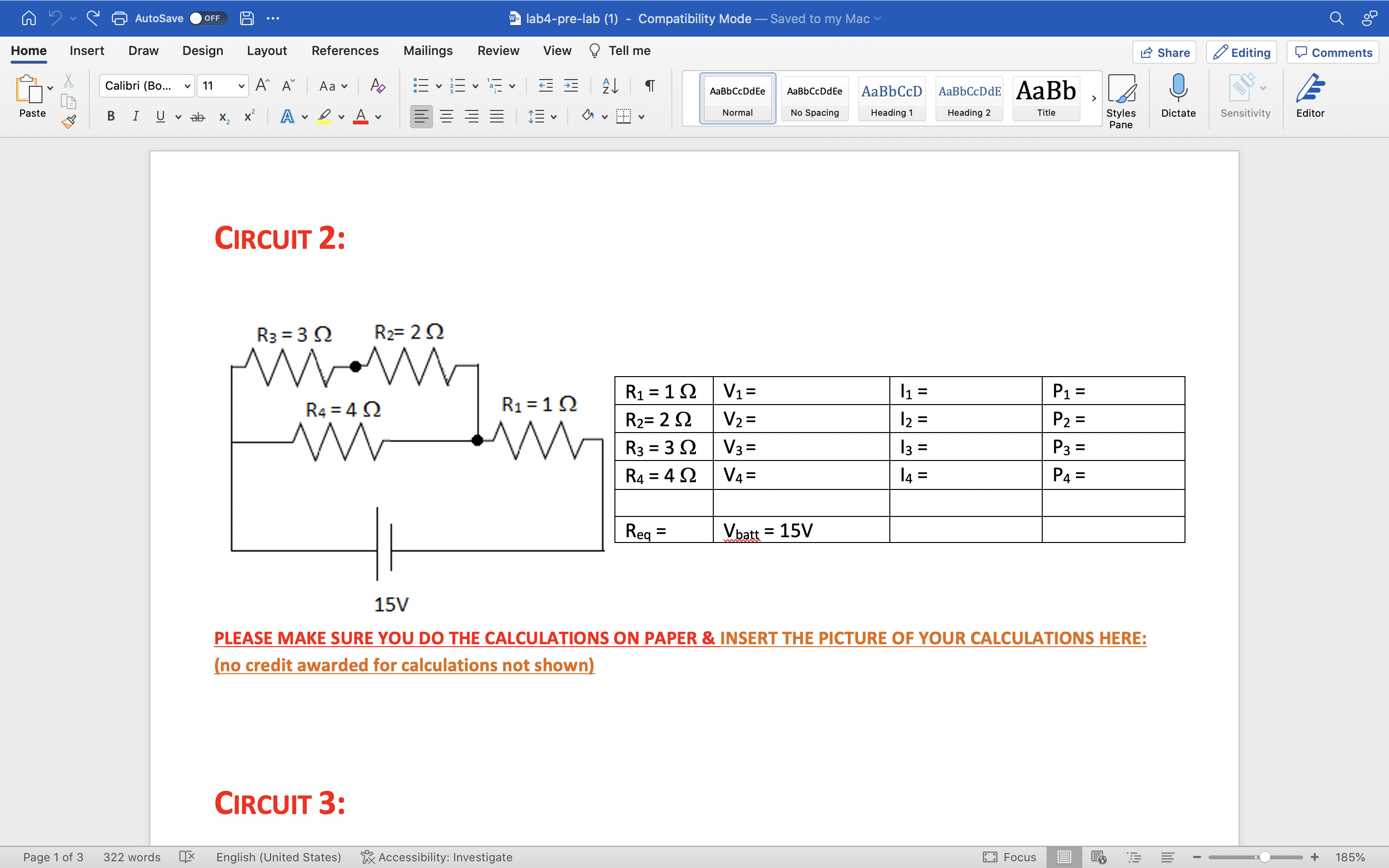 Solved CIRCUIt 2: PLEASE MAKE SURE YOU DO THE CALCULATIONS | Chegg.com