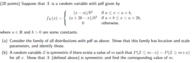 (20 points) Suppose that X is a random variable with | Chegg.com