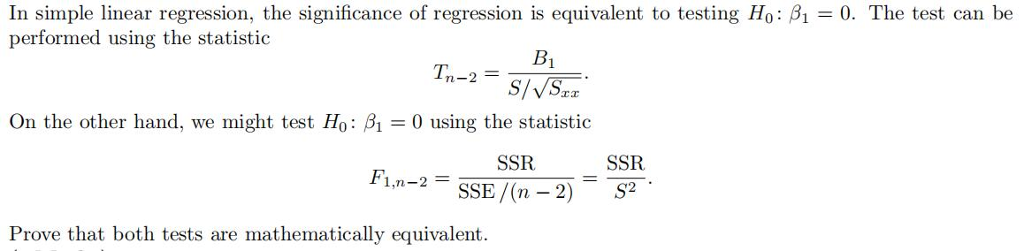 Solved In simple linear regression, the significance of | Chegg.com