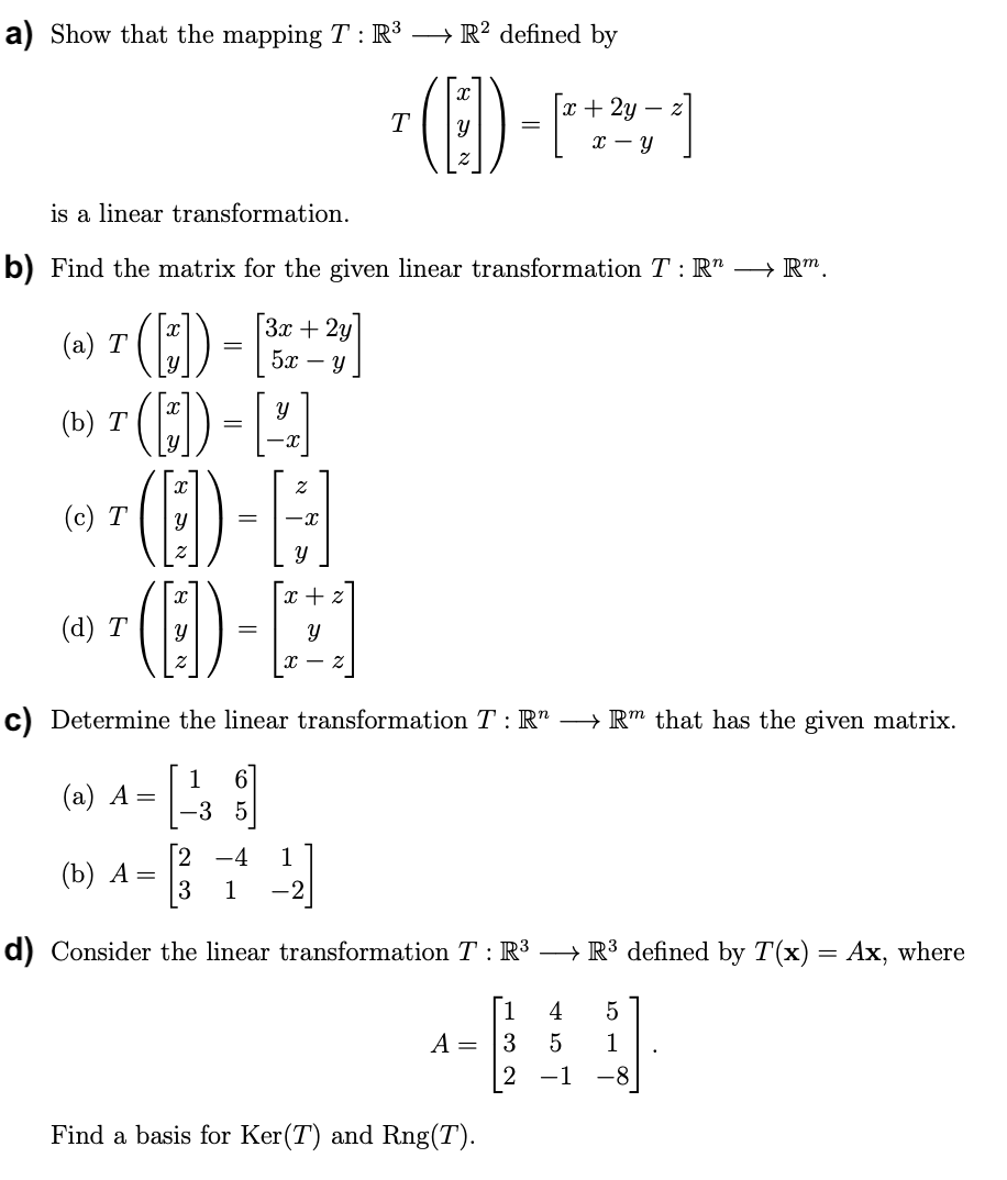Linear Transformation That Maps