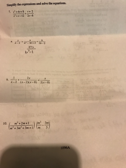 Solved Simplify the expressions and solve the equations. 7. | Chegg.com
